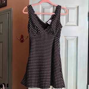 Princess Polly NELLIE MINI DRESS BLACK POLKA DOT